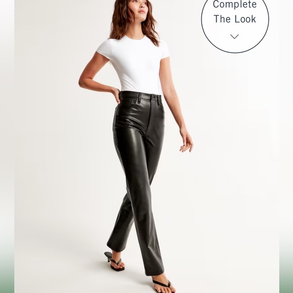 Abercrombie & Fitch 90s Straight Ultra High Rise Vegan Leather Pants - Picture 1 of 4